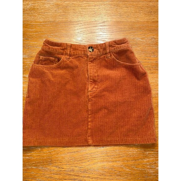Corduroy A-Line Mini Skirt With Button-Front & Pockets - Picture 1 of 3